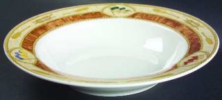American Atelier Chesapeake Rim Soup Bowl, Fine China Dinnerware   Tan Bands,Oar