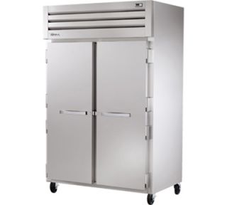 True 53 Reach In Refrigerator   2 Solid Doors, Stainless/Aluminum