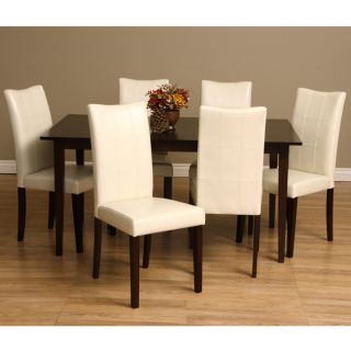 Warehouse Of Tiffany Eveleen 7 piece Dining Furniture Set (ChalkSeat height 18 inchesChair dimension 38 inches high x 17.5 inches wide x 19.5 inches depthTable dimension 59 inches length x 35 inches wide x 29.1 inches heightAssembly required )