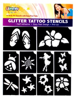 Hibiscus Luau Glitter Tattoo Stencil Set