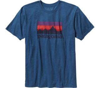 Mens Patagonia Sunset Logo T Shirt   Glass Blue Graphic T Shirts