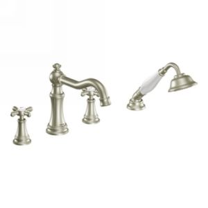 Moen TS21104BN Weymouth Two Handle Diverter Roman Tub Faucet Trim with Handshowe