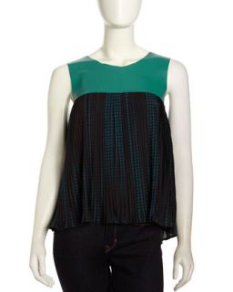 Printed Pleat Bottom Leather Top