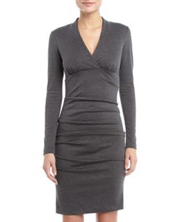 Ruched Ponte Dress, Charcoal