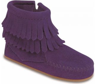 Infants/Toddlers Minnetonka Double Fringe Side Zip Boot   Purple Suede Boots