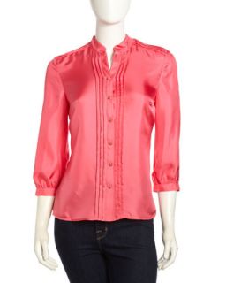 Laura Pleated Blouse, Hot Pink