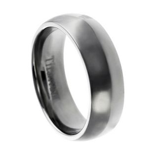 Daxx Mens Titanium Polished Domed Band (7 mm)   10