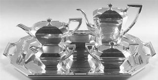 Gorham Fairfax (Sterling, Hollowware) 6 Piece Tea Set (Waste & Tray)   Sterling,