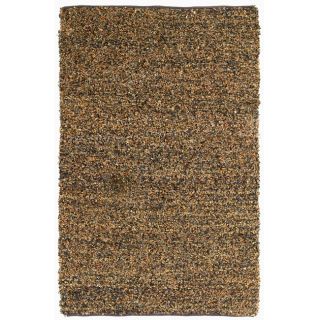 Hand tied Pelle Brown Leather Short Shag Rug (8 X 10)