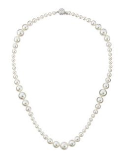 Mixed Size Pearl & CZ Necklace