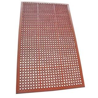 Rubber cal ???1/2??? Dura chef??? Non slip Rubber Drainage Mat  1/2inch X 3ft X 5ft  Red Rubber Mats