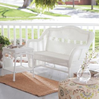  Casco Bay Resin Wicker Double Glider with Side Table   White   CWR354
