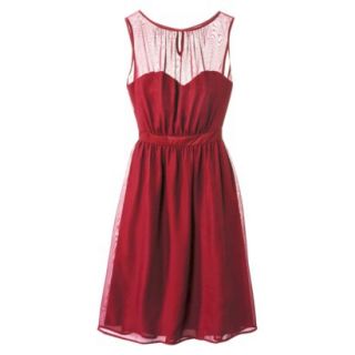 TEVOLIO Womens Chiffon Illusion Sleeveless Dress   Stoplight Red   14