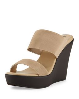 Peace Double Band Slide On Wedge, Beige