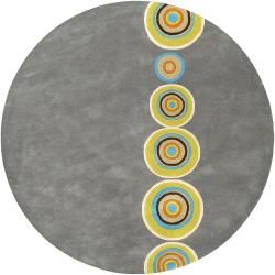 Hand tufted Contemporary Multi Colored Circles Geometric Dames New Zealand Wool Rug (6 Round)