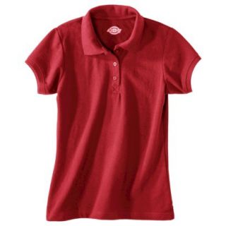 Dickies Girls Short Sleeve Pique Polo   Red 7/8