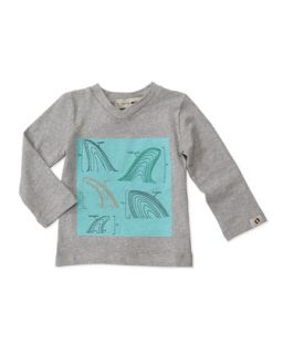Embroidered Stitch Tee, Gray, 12 24 Months
