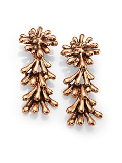 Oscar de la Renta Seaweed Drop Clip On Earrings   Gold
