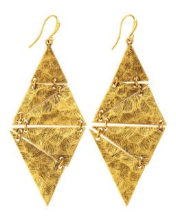 Brushed Rhombus Earrings, Golden