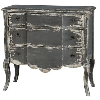 Hand Painted Distressed Grey Finish Accent Chest
