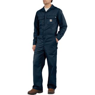 Carhartt Flame Resistant Twill Unlined Coverall   Dark Navy, 54 Inch Waist,