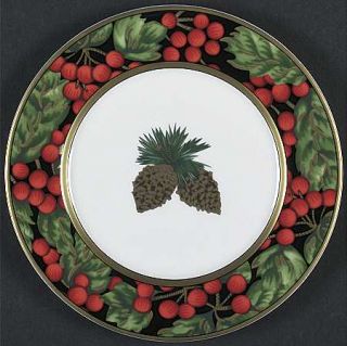 Fitz & Floyd Holiday Pine Bread & Butter Plate, Fine China Dinnerware   Holly,Be