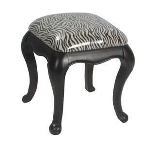 Safavieh Rebecca Zebra Wood Stool (Black and whiteMaterials Fir woodFinish BlackUpholstery materials CottonIndoor/outdoor IndoorDimensions 19 inches high x 16 inches wide x 16 inches deepAssembly required )