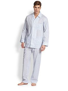 Derek Rose Arlo Piped Pajama Set   Blue
