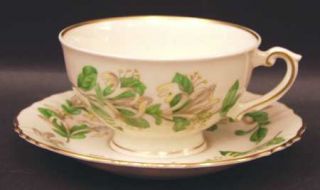 Syracuse Honeysuckle Footed Cup & Saucer Set, Fine China Dinnerware   Federal, Y