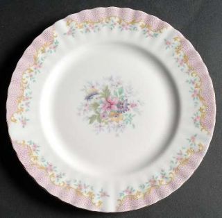 Royal Albert Serenity Salad Plate, Fine China Dinnerware   Pink Dots, Yellow Scr