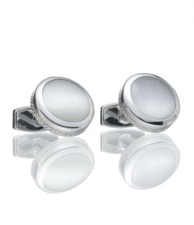 Cat Eye Round with Mesh on Side Cufflink JoS. A. Bank