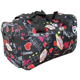 Rockland Deluxe 22 inch Black Las Vegas Carry on Rolling Duffle Bag (600 denier polyesterDimensions 12 inches high x 11 inches wide x 22 inches longWeight 4.8 poundsCarrying strap/handle Wheeled )