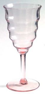 Unknown Crystal Unk2938 Wine Glass   Pink,Straight Optic,Rippled,No Design