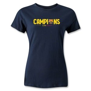 hidden Barcelona 2013 La Liga Champions Womens T Shirt (Navy)
