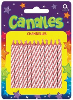 Candy Stripe Pink Birthday Candles (24)
