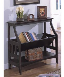 Antique Black Three shelf Solid Wood Bookshelf