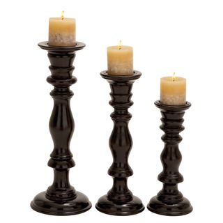Black Wood Antique Candle Holders (set Of 3) (Quality wood Finish Black3 piece set includesLarge candle holder 7 inches diameter x 18 inches highMedium candle holder 7 inches diameter x 15 inches highSmall candle holder 7 inches diameter x 12 inches h