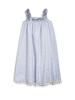 Halabaloo Toddlers & Little Girls Striped Rosette Dress   White Blue
