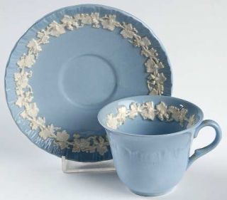 Wedgwood Cream Color On Lavender (Shell Edge) Footed Demitasse Cup & Saucer Set,