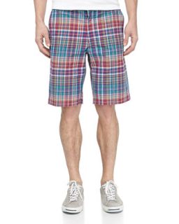 Relaxed Plaid Golf Shorts, Ombre