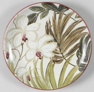 222 Fifth (PTS) Moyobamba Salad Plate, Fine China Dinnerware   White Floral,Gree