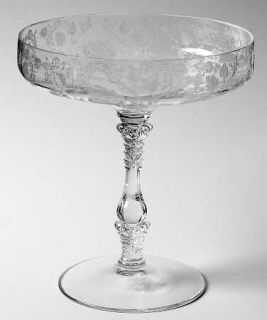 Cambridge Roselyn Round Compote   Height x Width   Stem #3779, Etched  No Trim