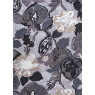 Transitional Floral Blue Wool/ Silk Tufted Rug (5 X 8)
