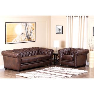 Abbyson Living Tuscan Premium Italian Leather Sofa And Armchair Set