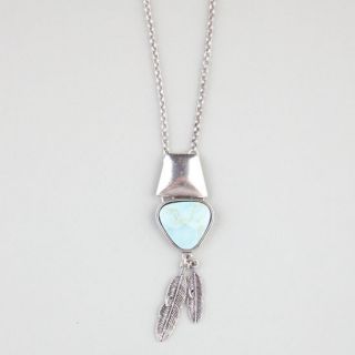 Turquoise Feather Necklace Silver One Size For Women 239617140