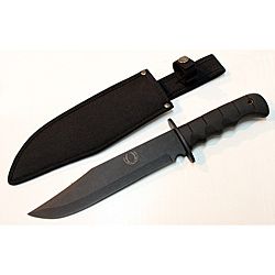 Defender 13.5 inch Black Carbon Steel Heavy Duty Hunting Knife With Sheath