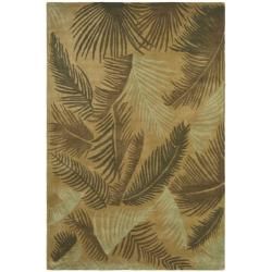 Handmade Ferns Gold New Zealand Wool Rug (36 X 56)