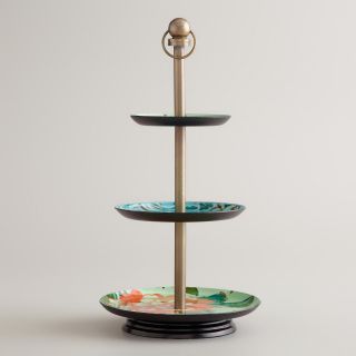 Blue Enameled Three Tiered Jewelry Stand   World Market