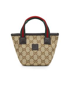 Gucci Girls Small Signature Web Handbag   Beige