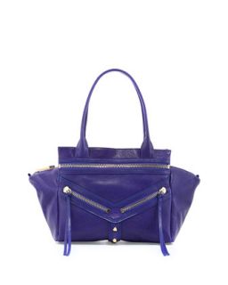 Legacy V Zip Leather Small Satchel Bag, Ultra Violet